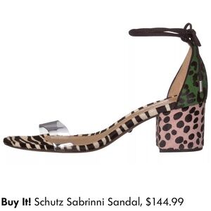 SCHUTZ Green and Pink Animal Print Sandal